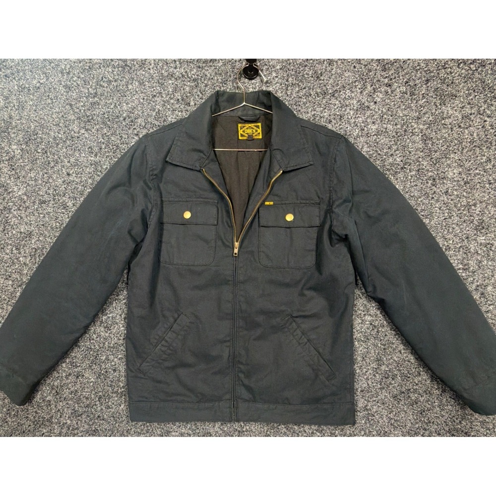 Obey Jacket Mens M Black Canvas Workwear Full Zip Streetwear Coat